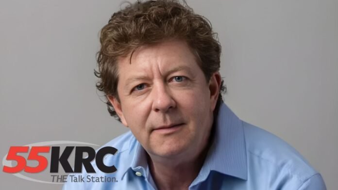 A photo of Brian Thomas and the 55KRC logo